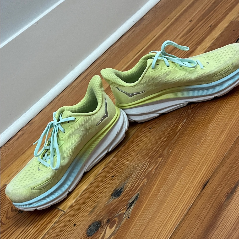Hoka Lightweight Running Shoes in Lime and Light Blue - Picture 4 of 8